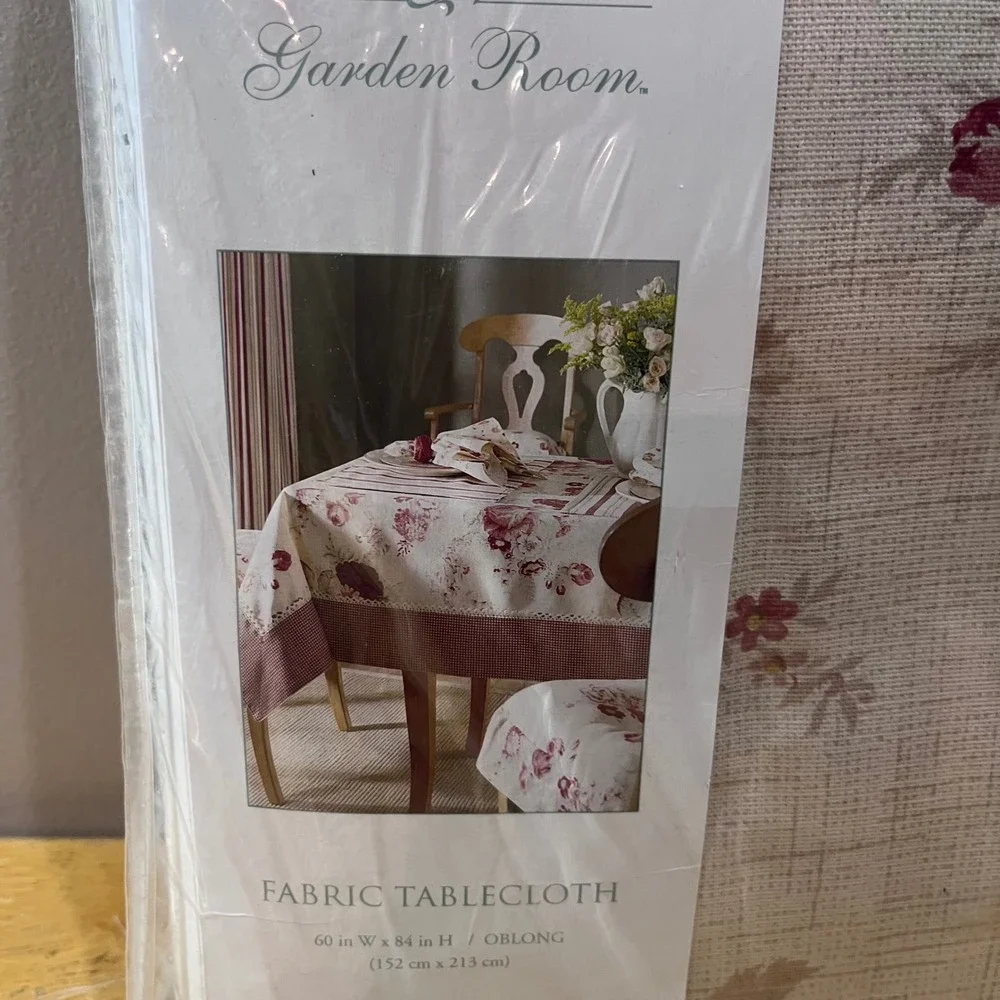 Waverly Garden Room Norfolk Vtg Rose Fabric Tablecloth 60x84 Oblong Cotton New